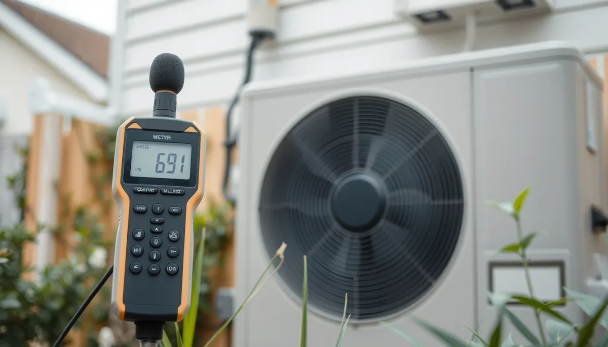 Mesure du niveau sonore d'une pompe à chaleur air/eau à l'extérieur