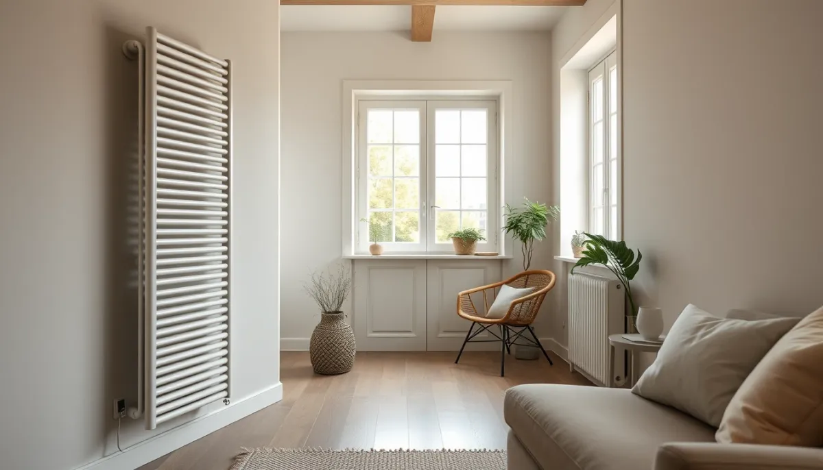 Intérieur confortable avec radiateur basse température et thermostat intelligent après installation d'une PAC air/eau
