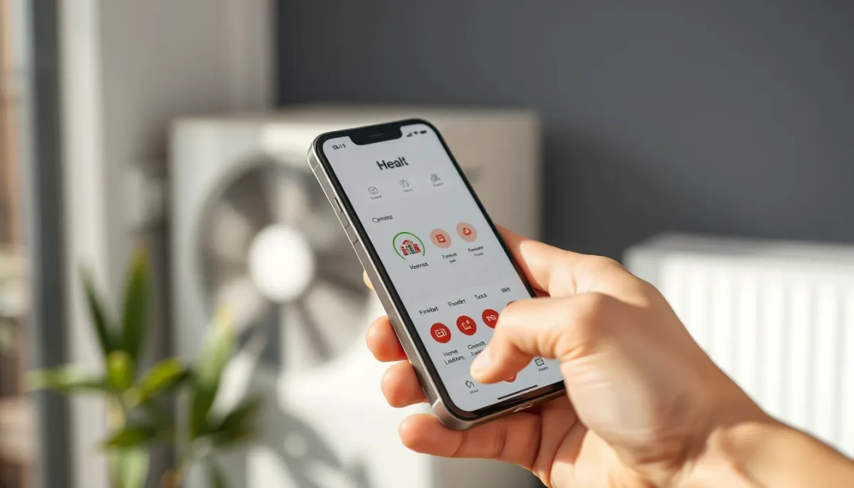 Utilisateur surveillant sa pompe à chaleur via une application mobile