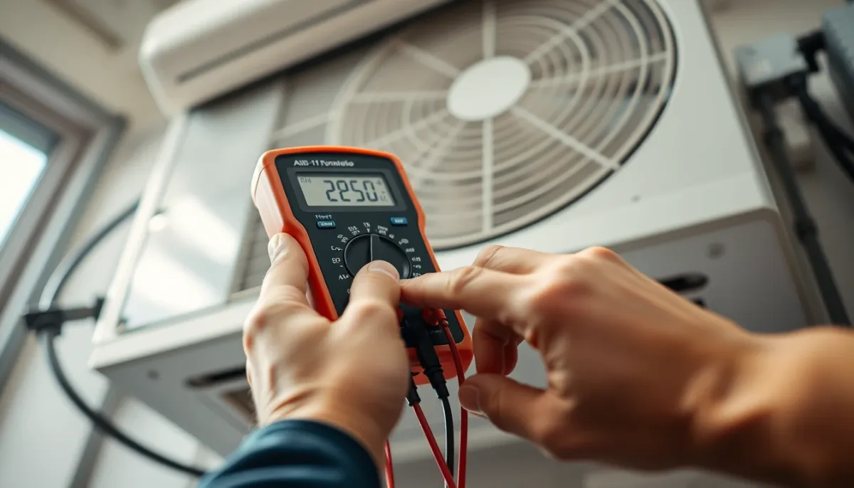 Mesure de la consommation électrique d'une pompe à chaleur air/eau avec un multimètre numérique