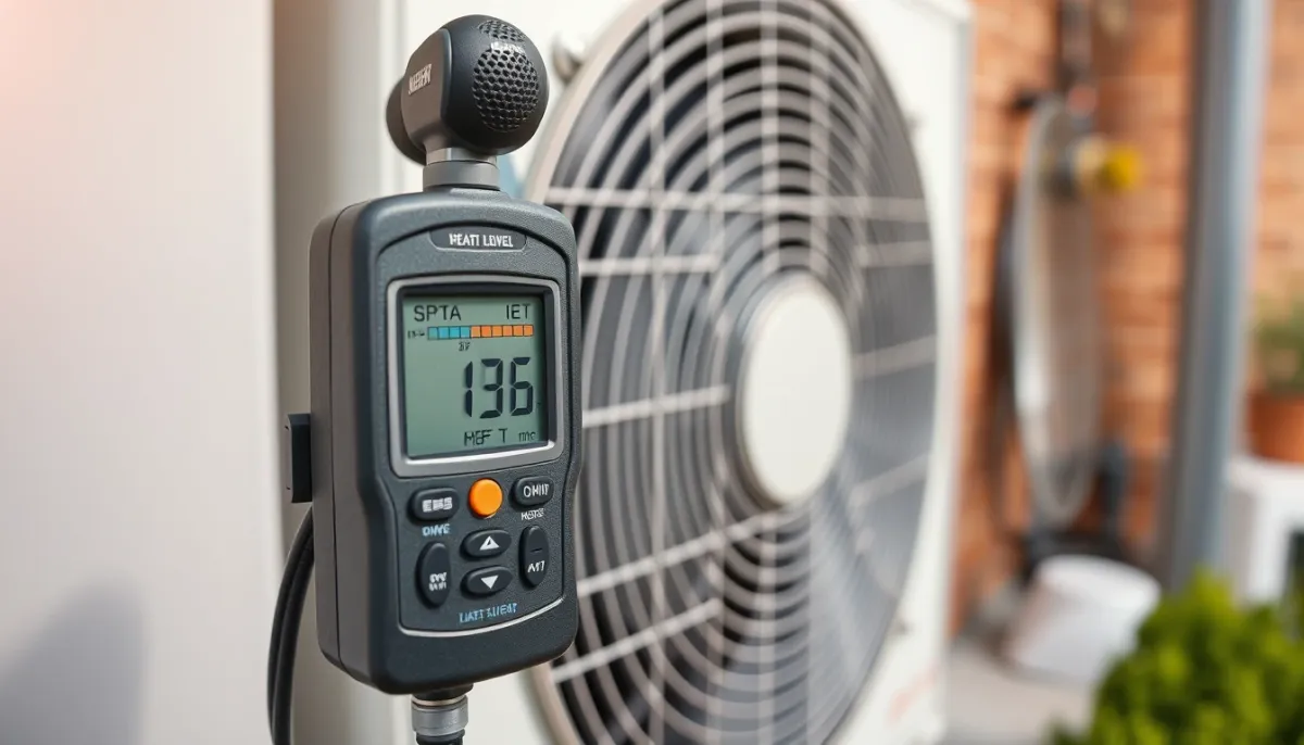 Mesure du niveau sonore d'une pompe à chaleur en décibels